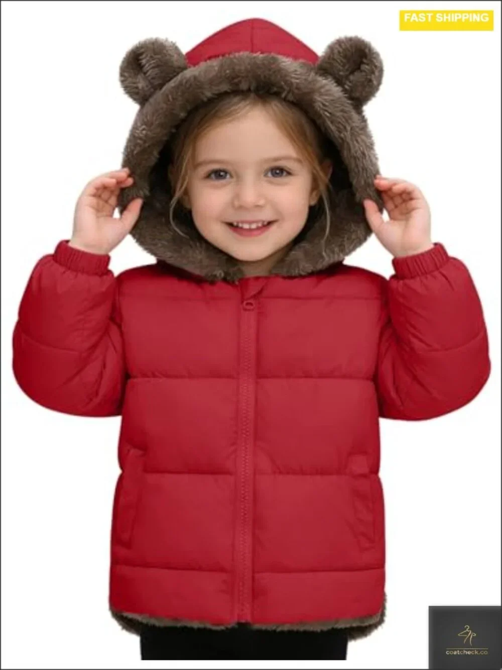 Toddler Fleece Teddy Bear Hooded Winter Jacket for Boys Girls 1-6T